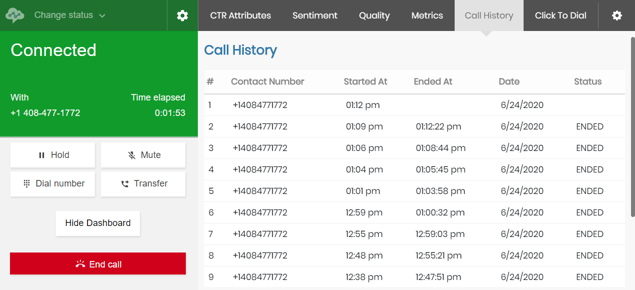 Agent Call History